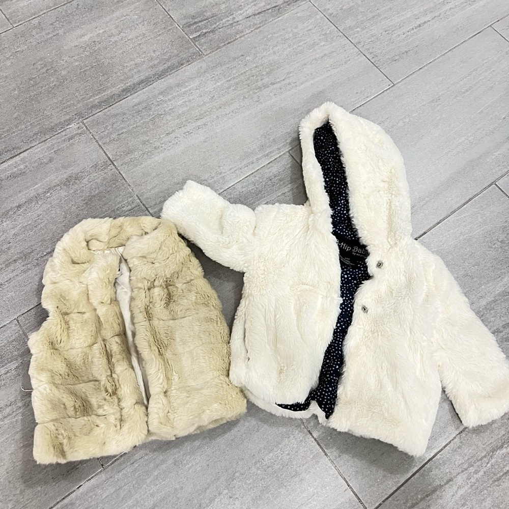 Baby fur vest and coat 24m and 2t